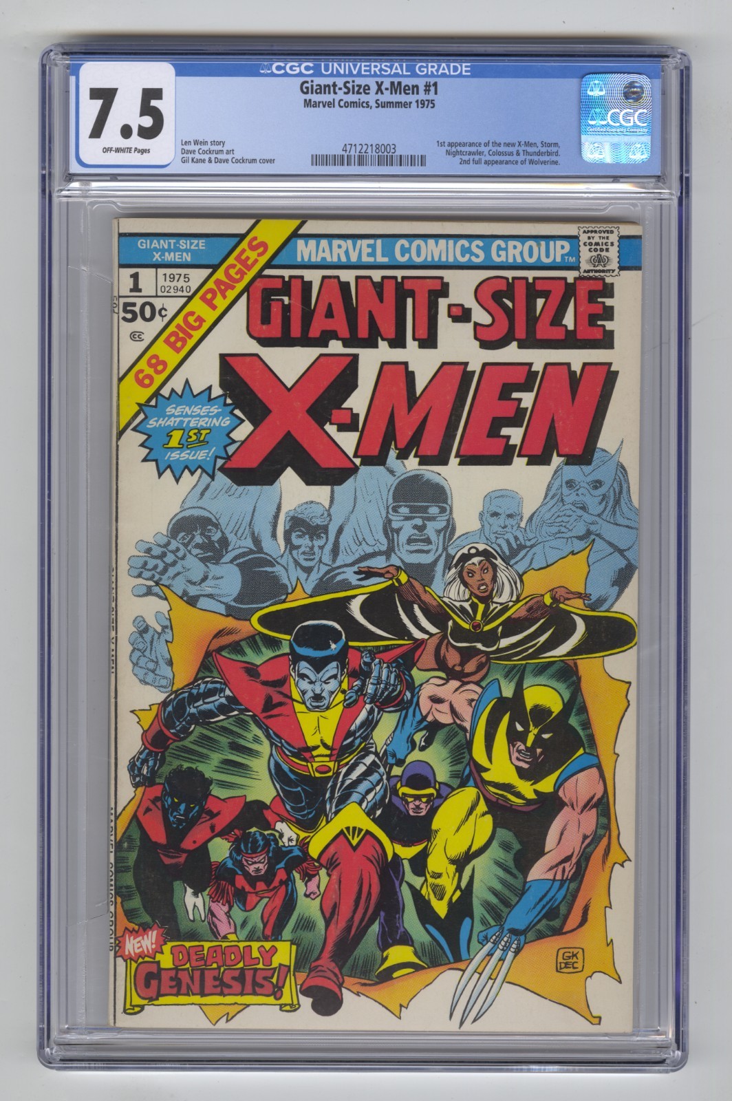Giant-Size X-Men #1 CGC 7.5 1975 1st New Team Wolverine Storm Colossus Super Key