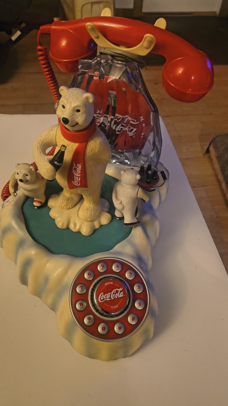 Vintage Coca Cola Polar Bear Phone Novelty Landline Dialup Telephone Animated