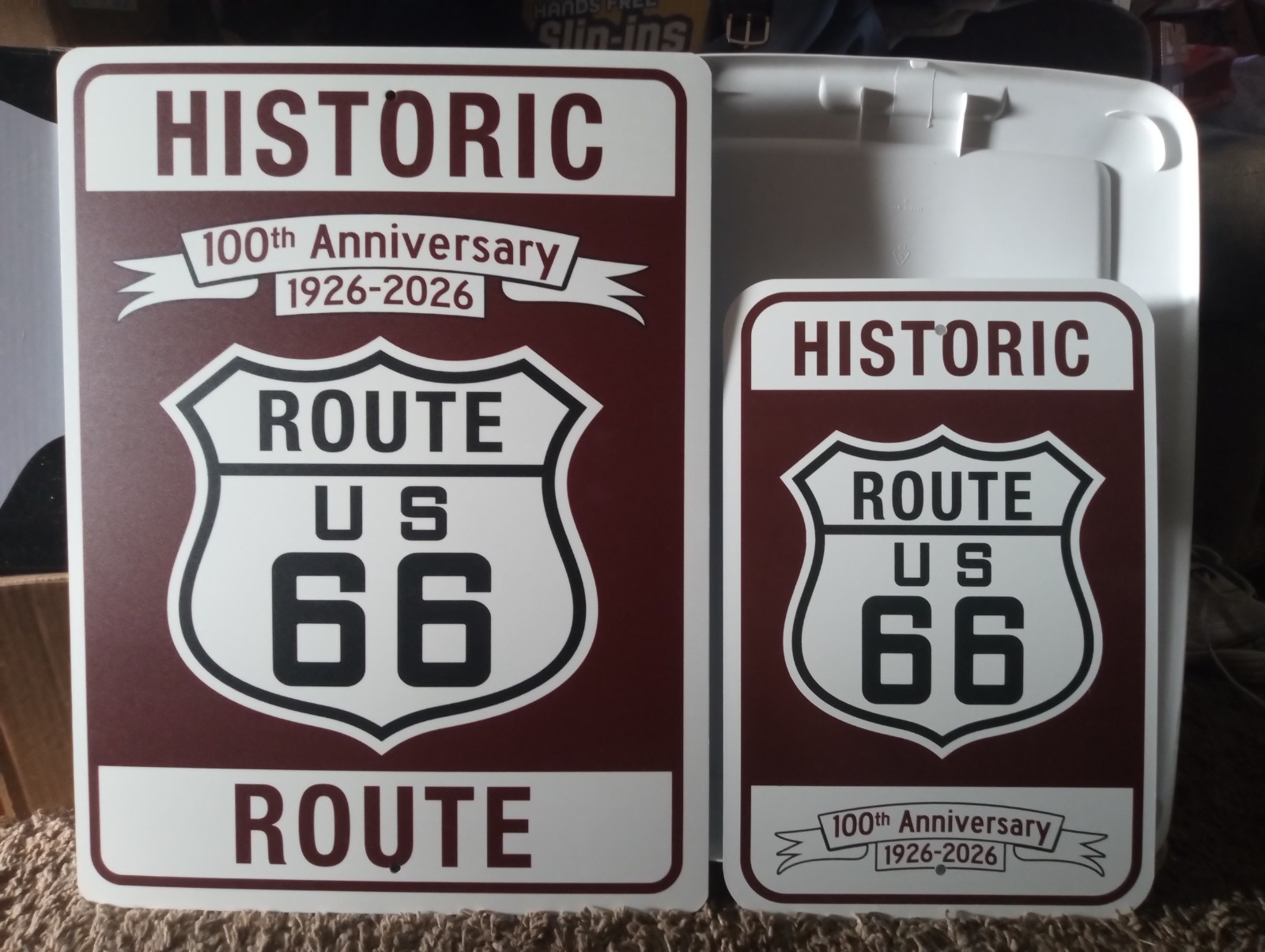 2 Historic US Route 66 New Original Aluminum 100th Ann. Signs 24”X18\