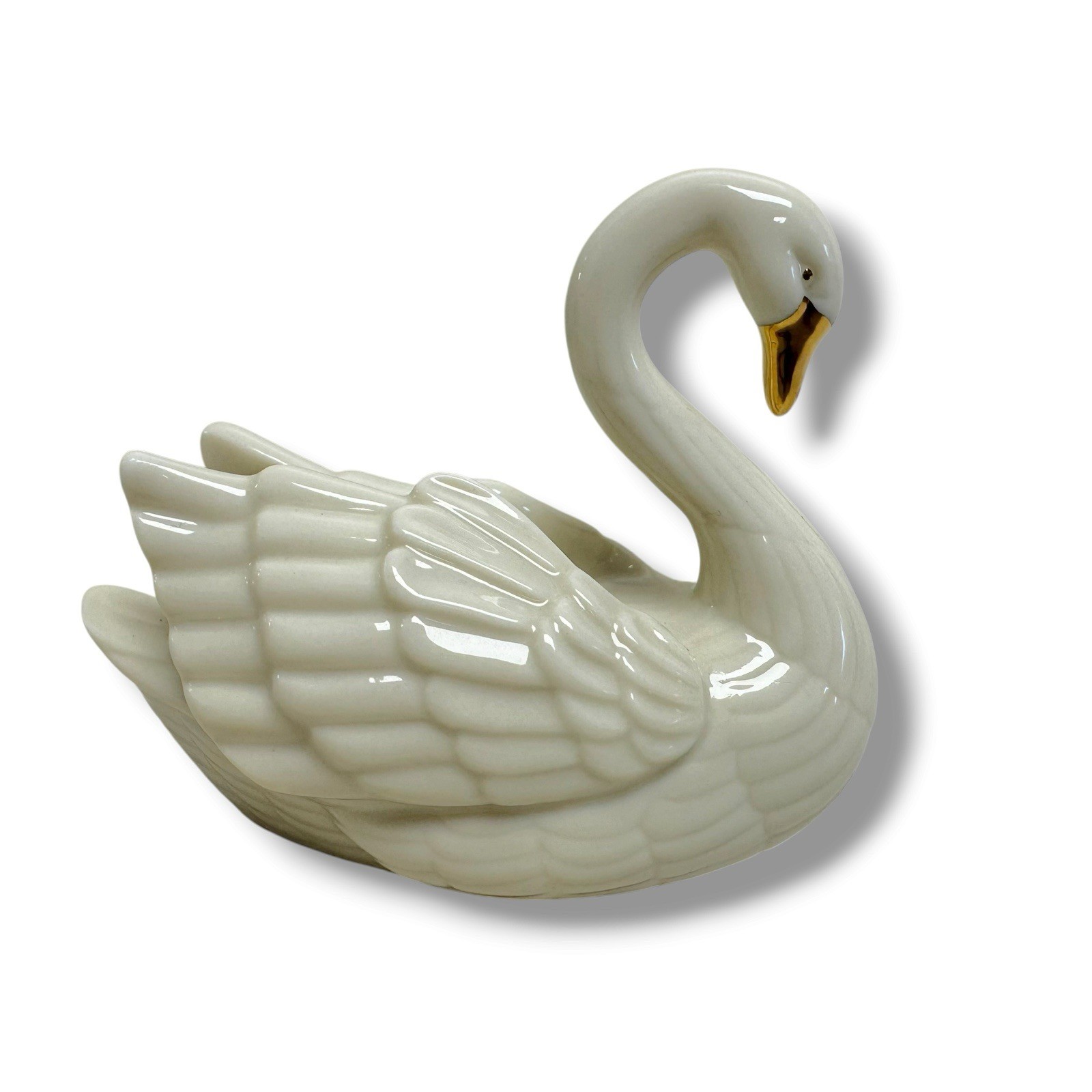 Vintage Lenox Porcelain Swan Cake Topper/Card Holder 24kt Gold Detail 2.5
