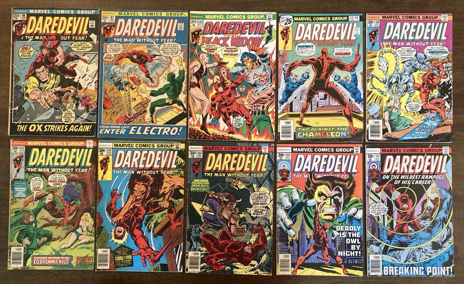 Daredevil - Vintage Marvel Comics Bronze Age Lot of 10 books