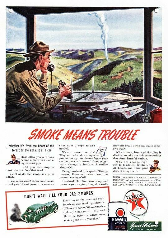 1941 FOREST RANGER Spots Fire Lookout Tower TEXACO DECORATIVE REPLICA METAL SIGN
