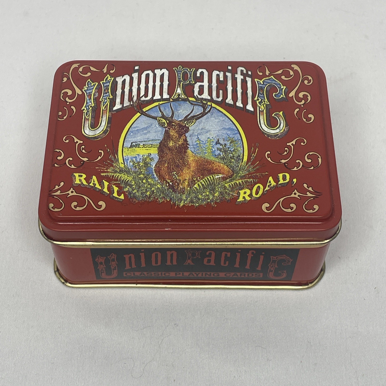 Vintage Union Pacific Railroad Unused Sealed Playing Cards Tin Omaha Set