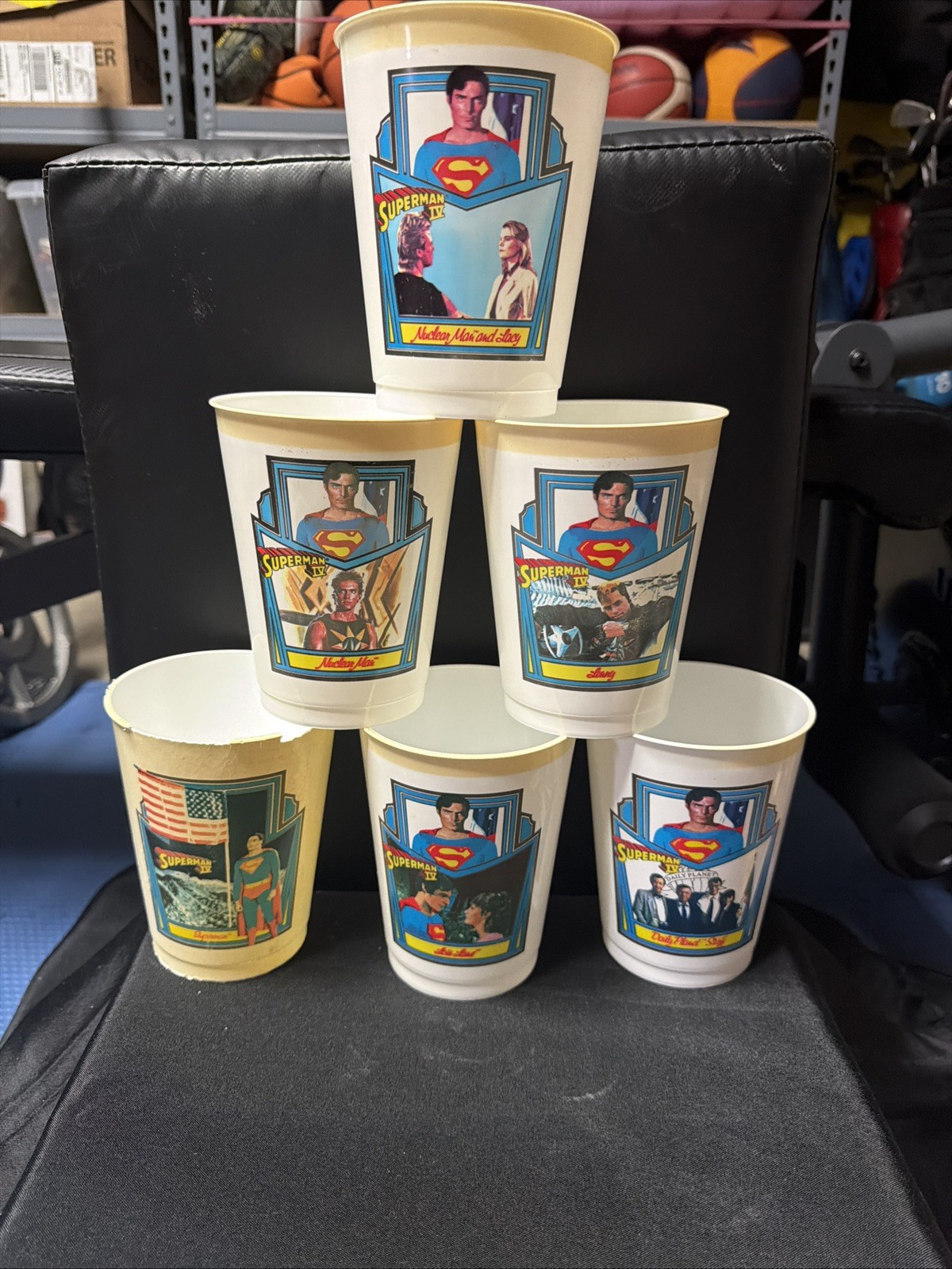 6 1987 Vtg 7 Eleven Superman IV Super Slurpee #1 2 3 4 6 8 Plastic Cups 7-11 
