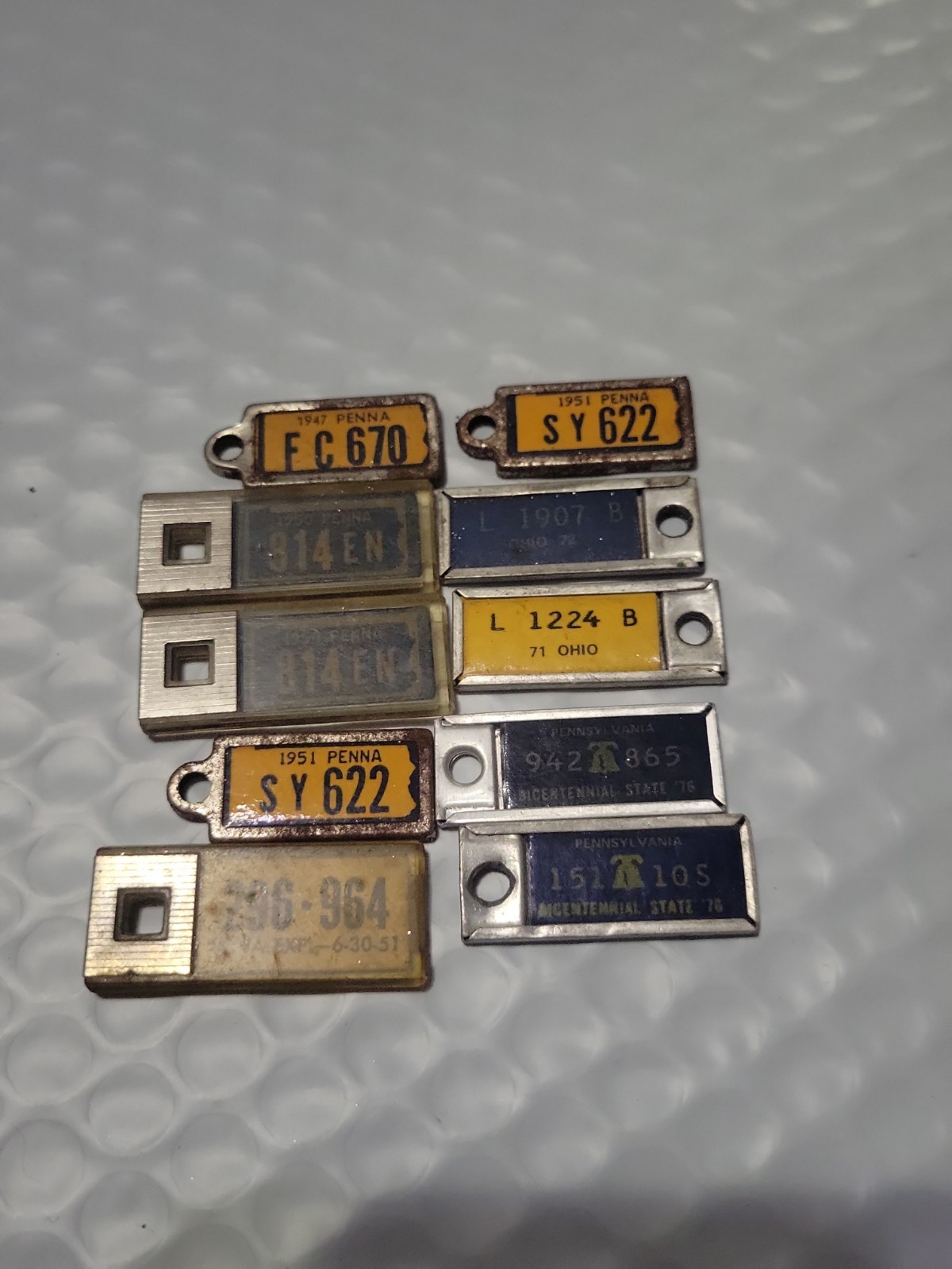 Lot Of 10 Vintage DAV License Keychain License Plates PA,OH WV Lot Of 10 Vintage DAV License Keychain License Plates PA,OH WV