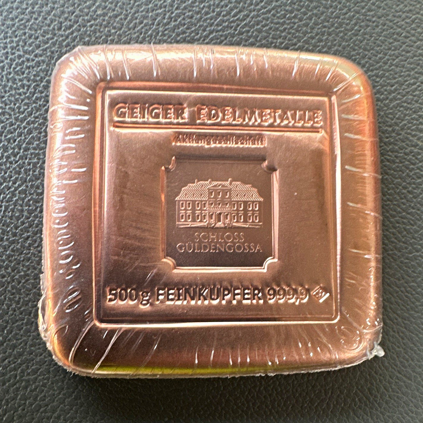 Geiger Edelmetalle Schloss Güldengossa 500g 999.9 Fine Copper Bar