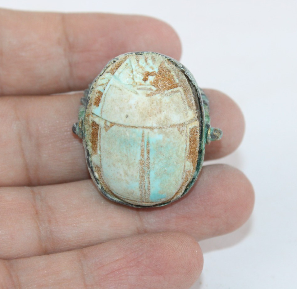 UNIQUE HANDMADE ANCIENT EGYPTIAN PHARAONIC KINGDOM RING SCARAB (NM)
