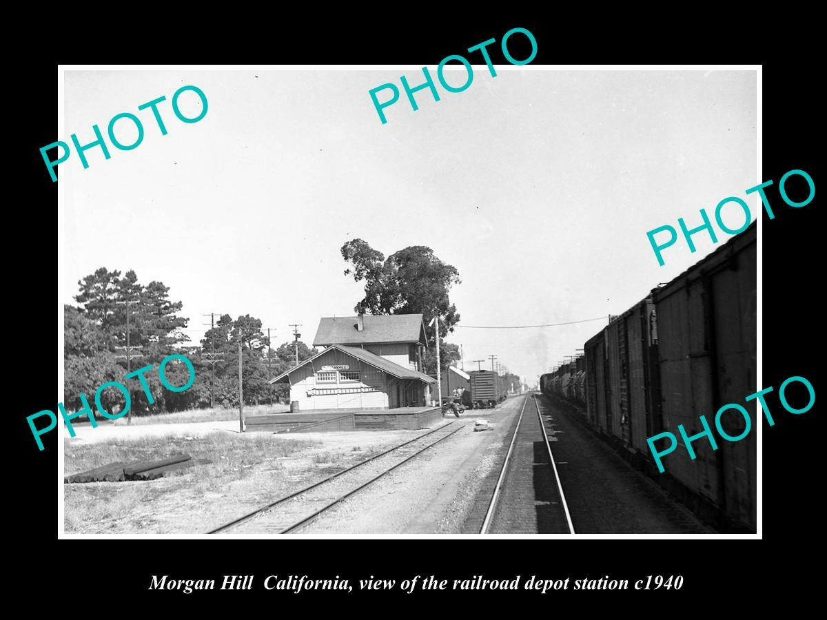 OLD 8x6 HISTORIC PHOTO OF MORGAN HILL CALIFORNIA RAILROAD DEPOT STATION c1940