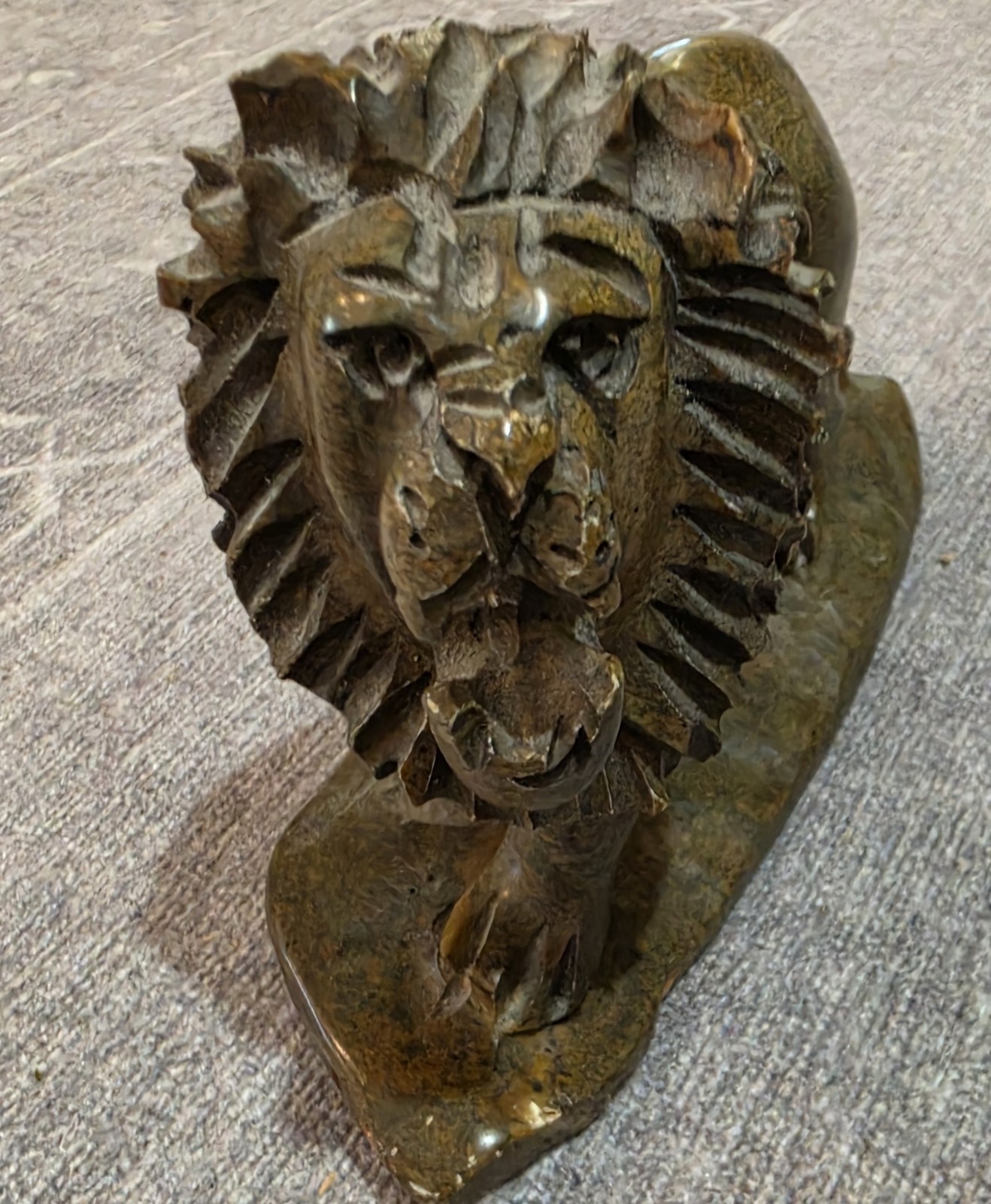Vintage Shona Stone Lion Sculpture Zimbabwe Serpentine Art 7.5\