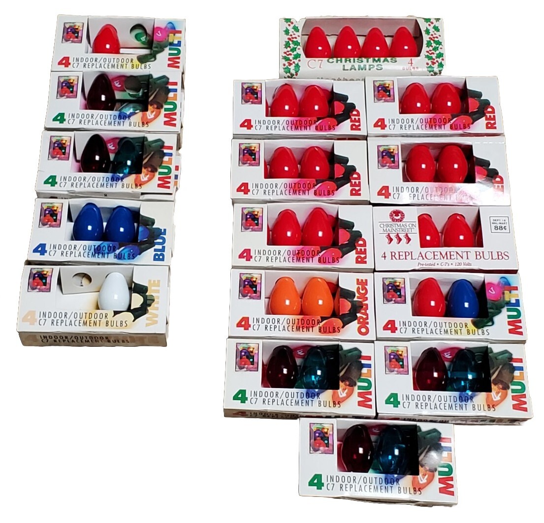 VTG 1990's C7 Replacement Christmas Light Bulbs, Multiple Colors LOT 17 - READ