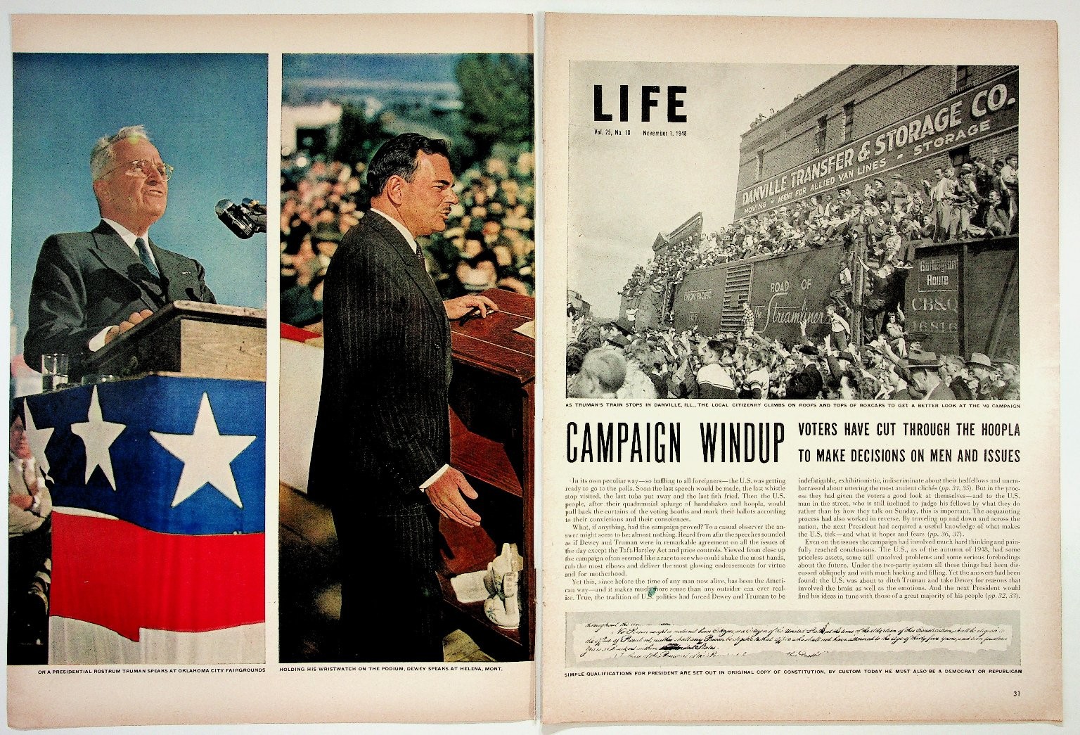 1948 LIFE Magazine Spread Truman Dewey Election Campaign Windup Ephemera