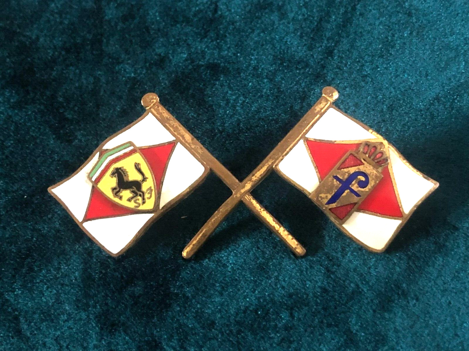 Rare Original Ferrari two flags Ferrari logo and 