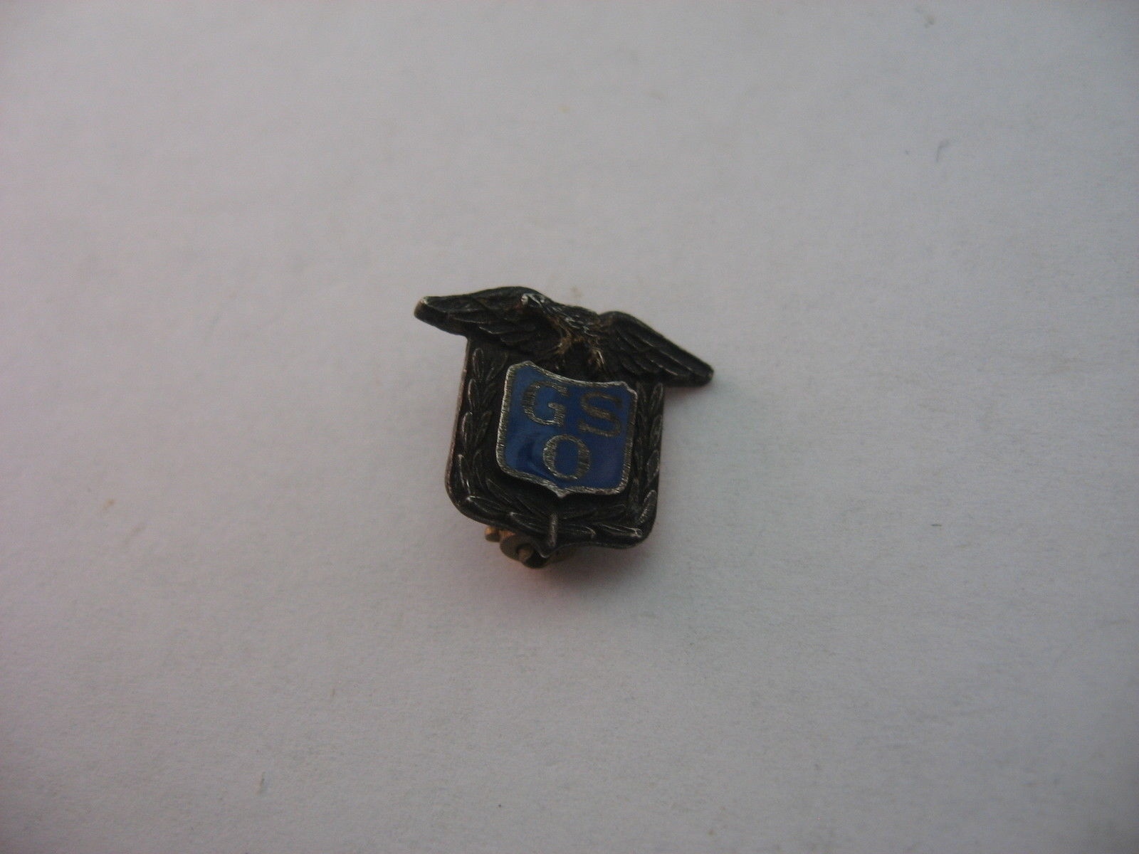 Vintage GSC Lapel Pin Eagle Shield Crest Blue Enamel Metal Award Hatpin Badge