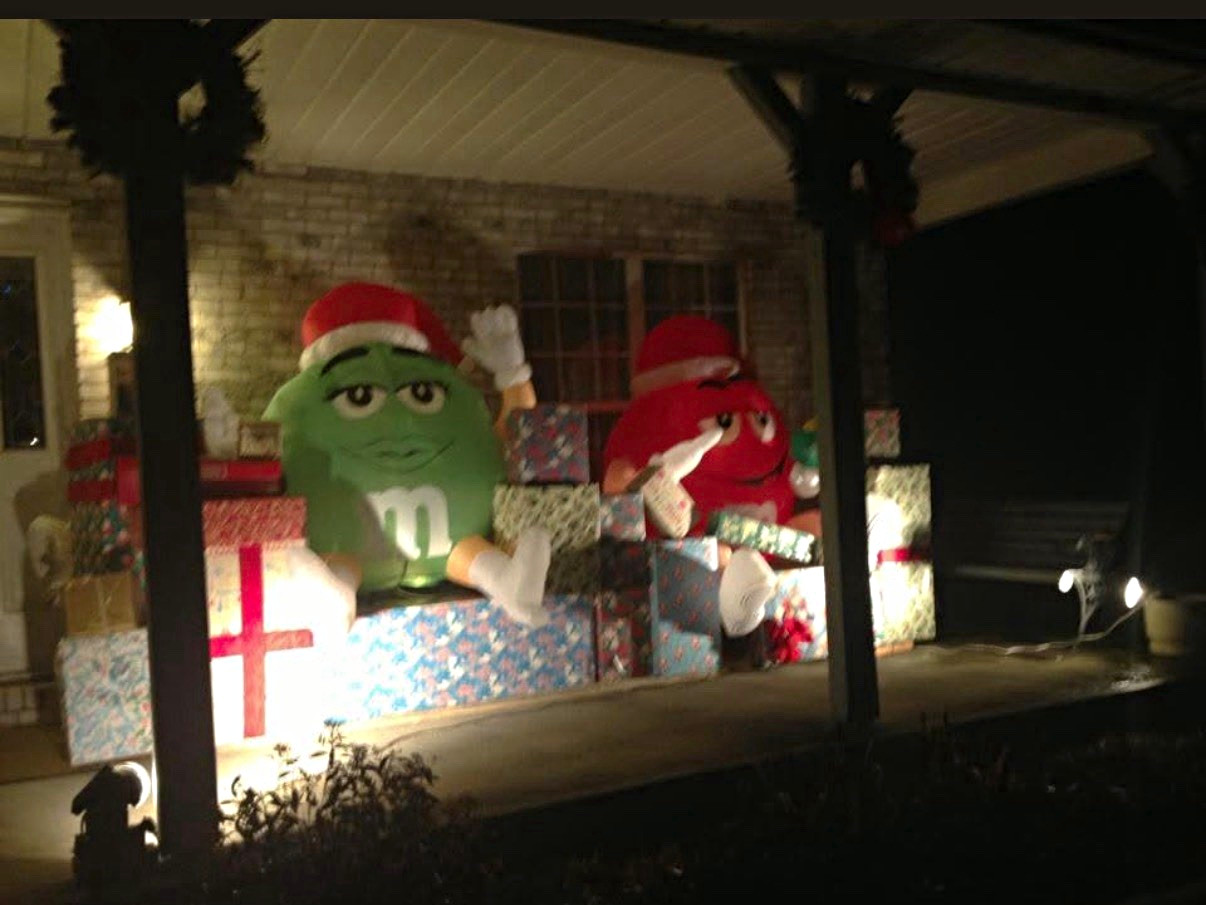 Rare Vintage Gemmy 5ft M&M Airblown Inflatables Red & Green Christmas Lot Pair