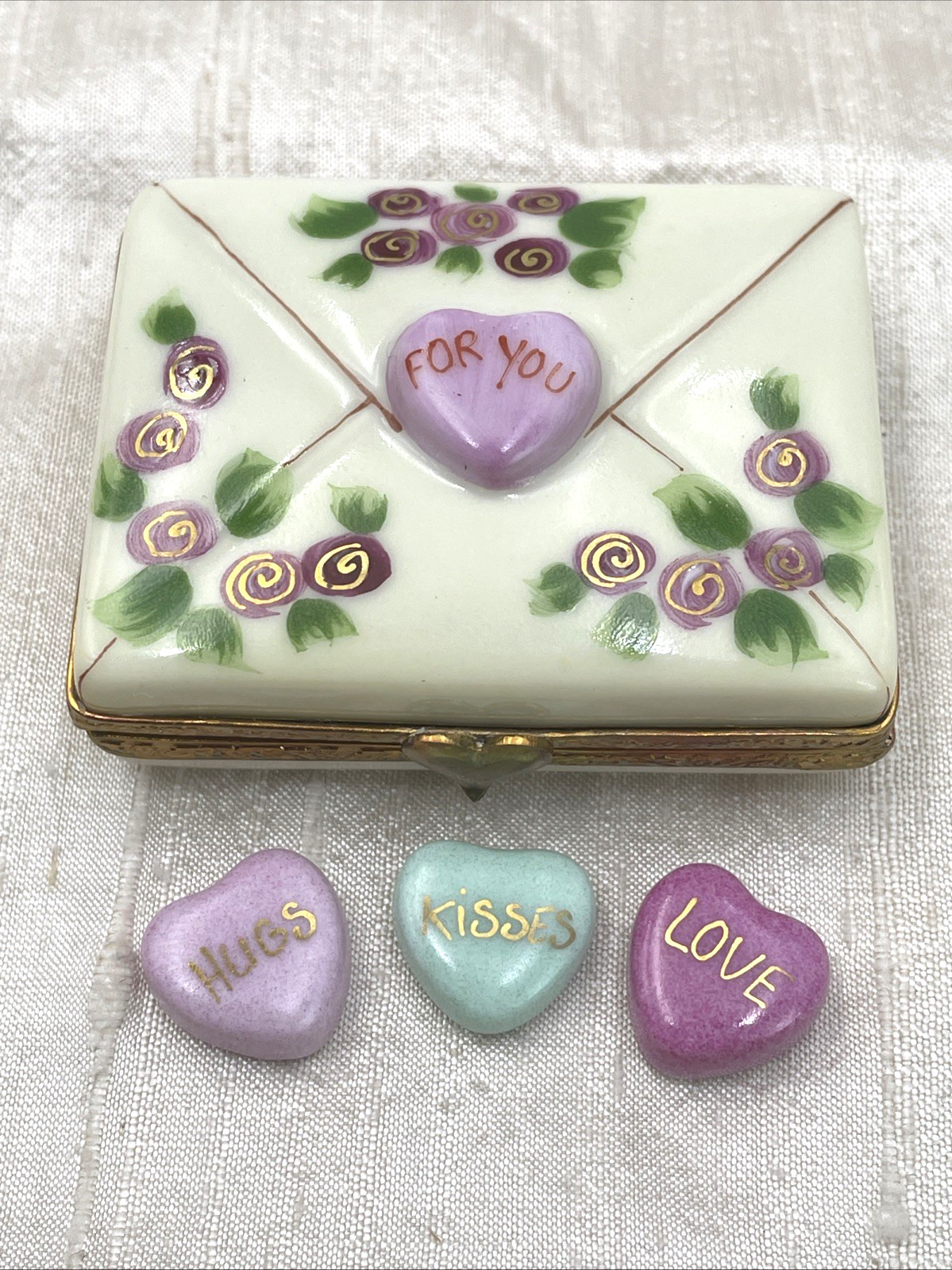 Limoges Hand Painted Rochard For You Envelope With Hearts
