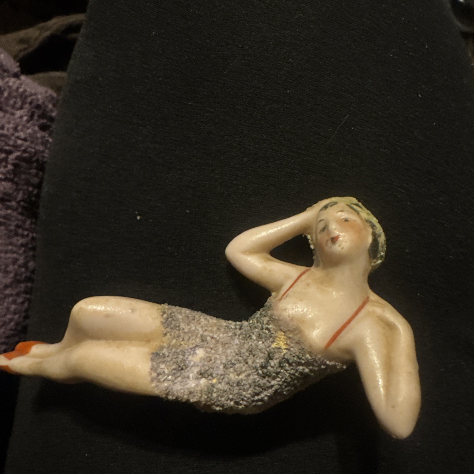 Vtg Bathing Beauty Lady Woman Doll Figurine Porcelain Bisque Art Deco Germany