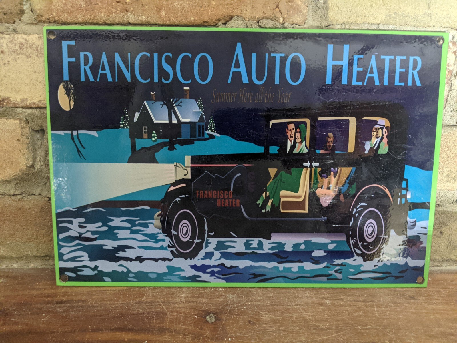 VINTAGE FRANCISCO AUTO HEATER PORCELAIN METAL PARTS SIGN 12