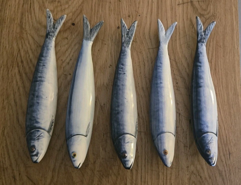 Rare Andrea by Sadek Jay Willfred Hand Painted Fish Sardines Figurines Set of 5 Rare Andrea by Sadek Jay Willfred Hand Painted Fish Sardines Figurines Set of 5