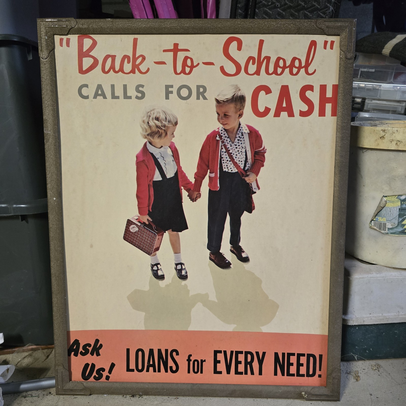 Vintage 1950s Back To School Loan Sign