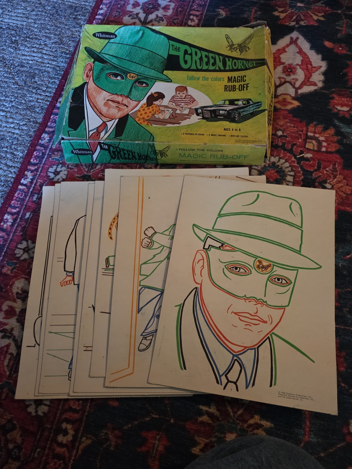 Green Hornet 1966 Whitman Magic Rub-Off Set – 8 Pages Vintage 