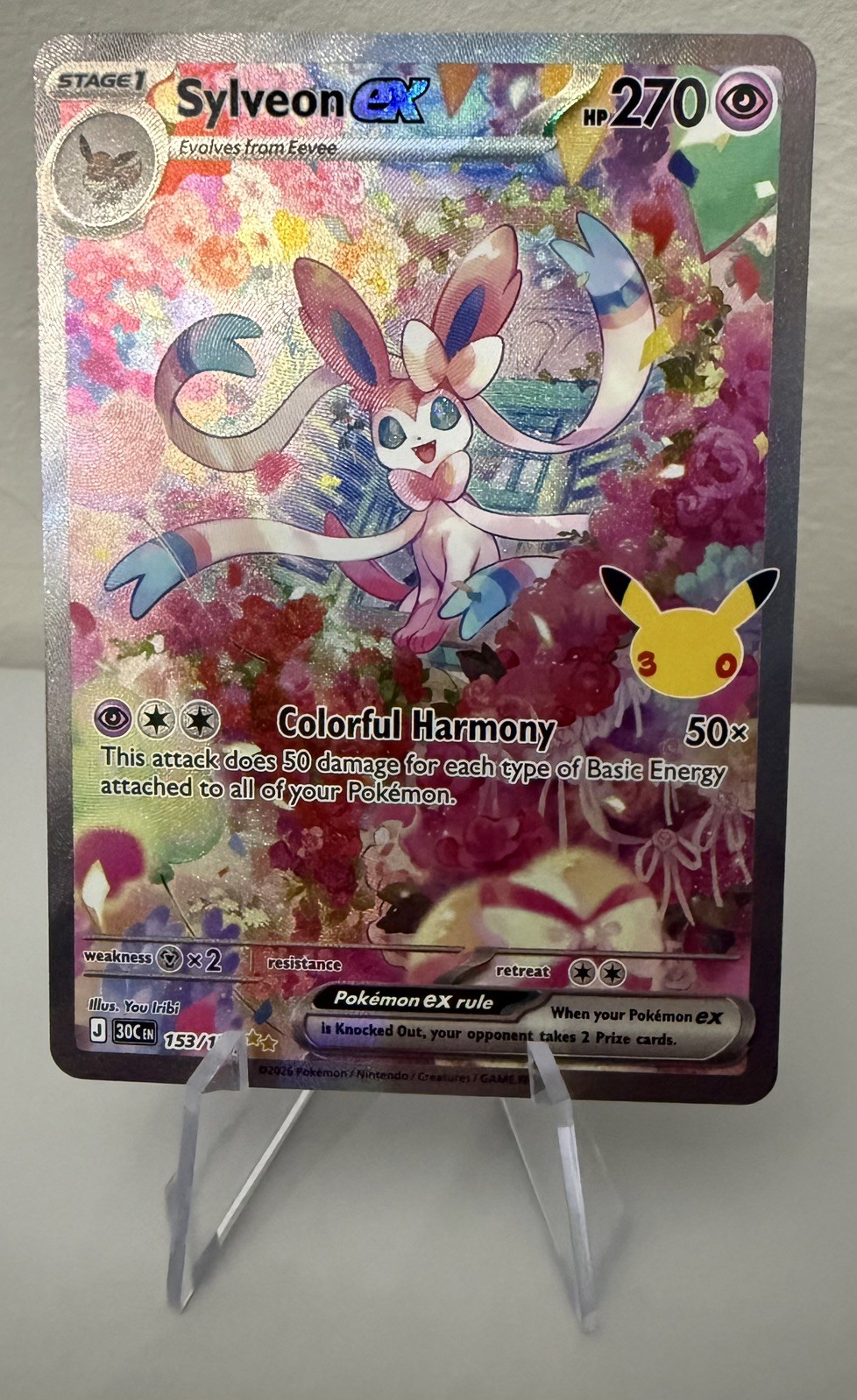 Pokémon TCG Sylveon ex 153/128 30th Anniversary Secret Rare Full Art Foil