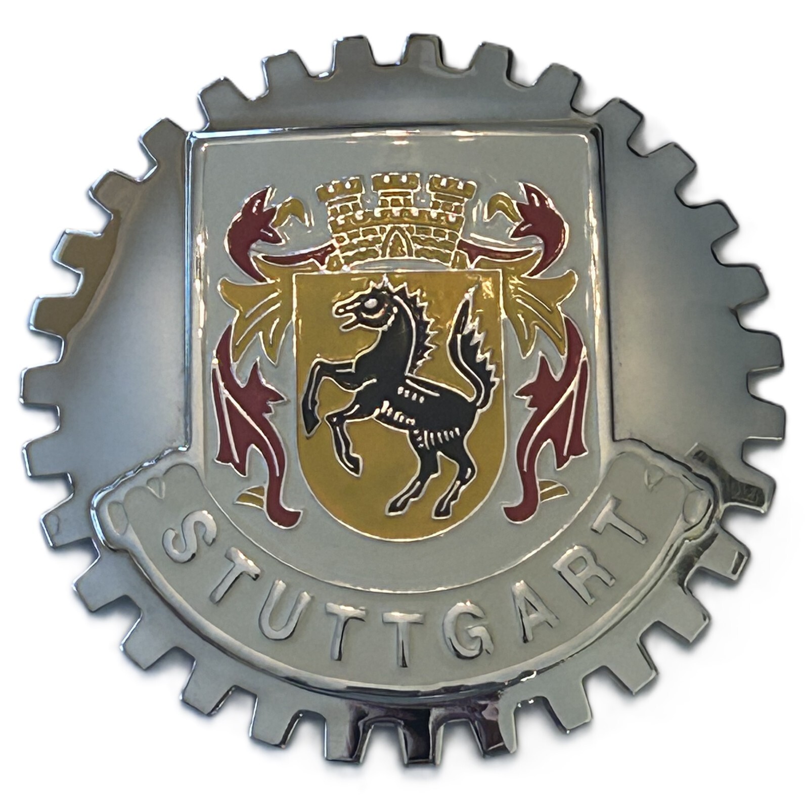 STUTTGART GERMANY COAT OF ARMS AUTOMOBILE GRILLE BADGE EMBLEM