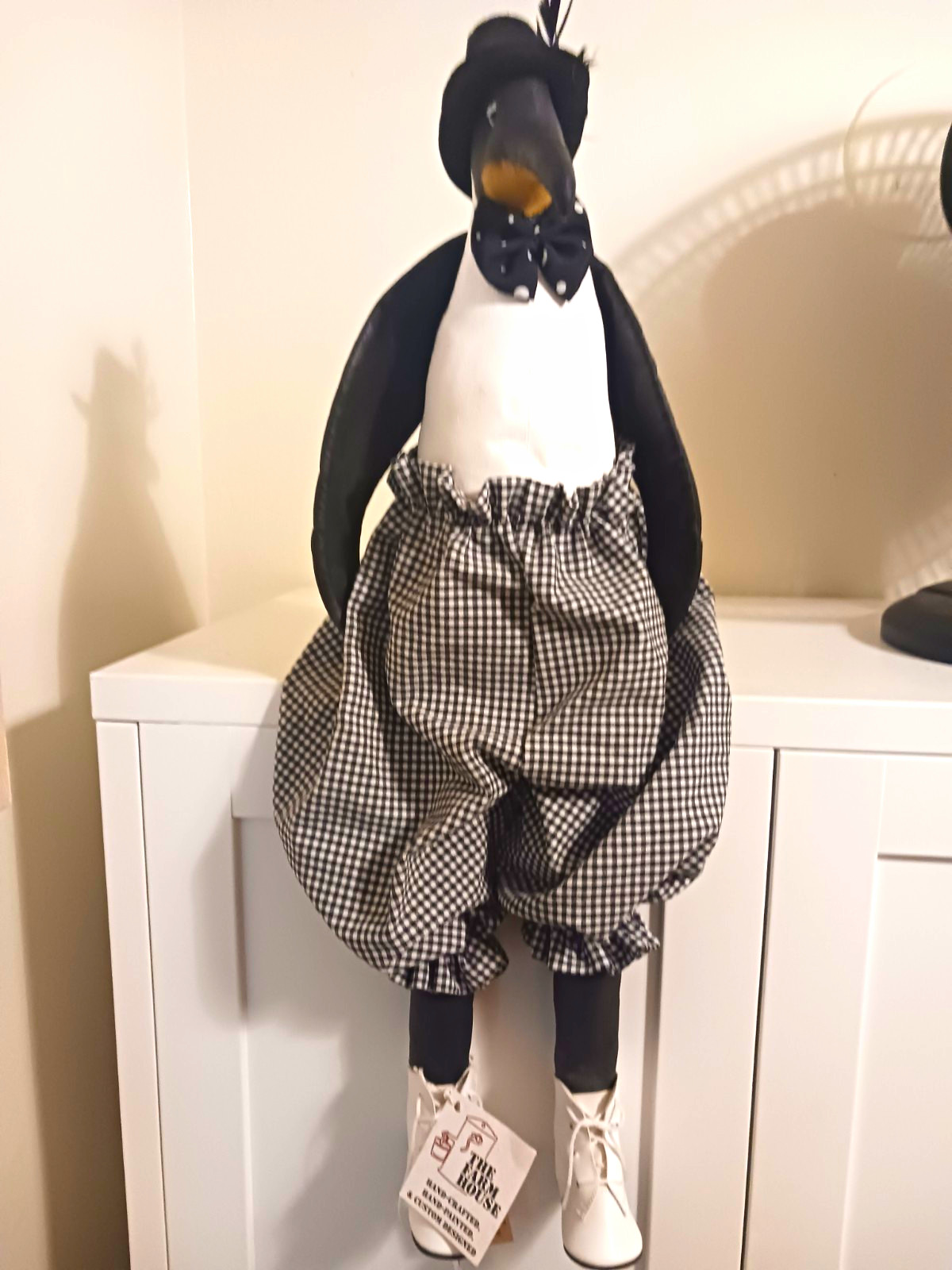 Whimsical Farm House Hand-Painted Penguin Figurine 