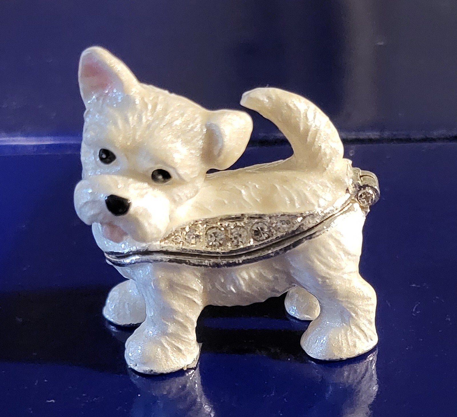 Feisty Westie Pewter Bejeweled Hinged Miniature Trinket Box Kingspoint 