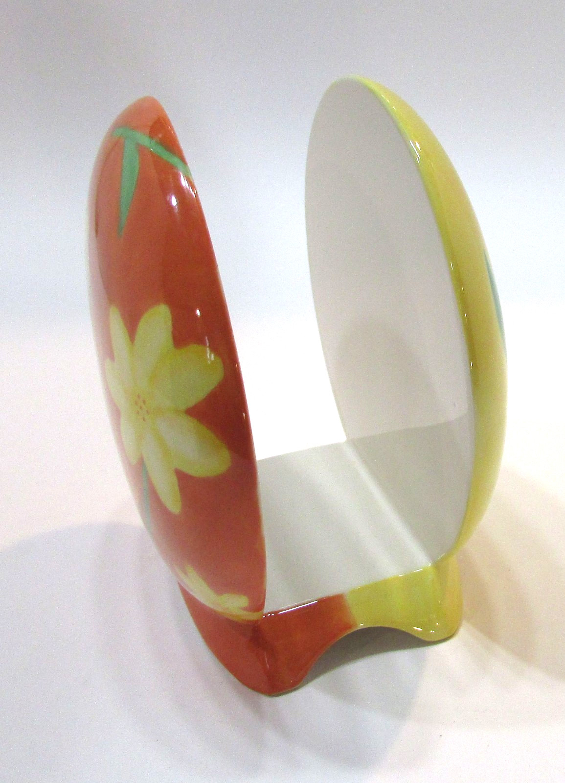 Retro 2000\'s Avon Collection Luau Orange Yellow Flowers Porcelain Napkin Holder
