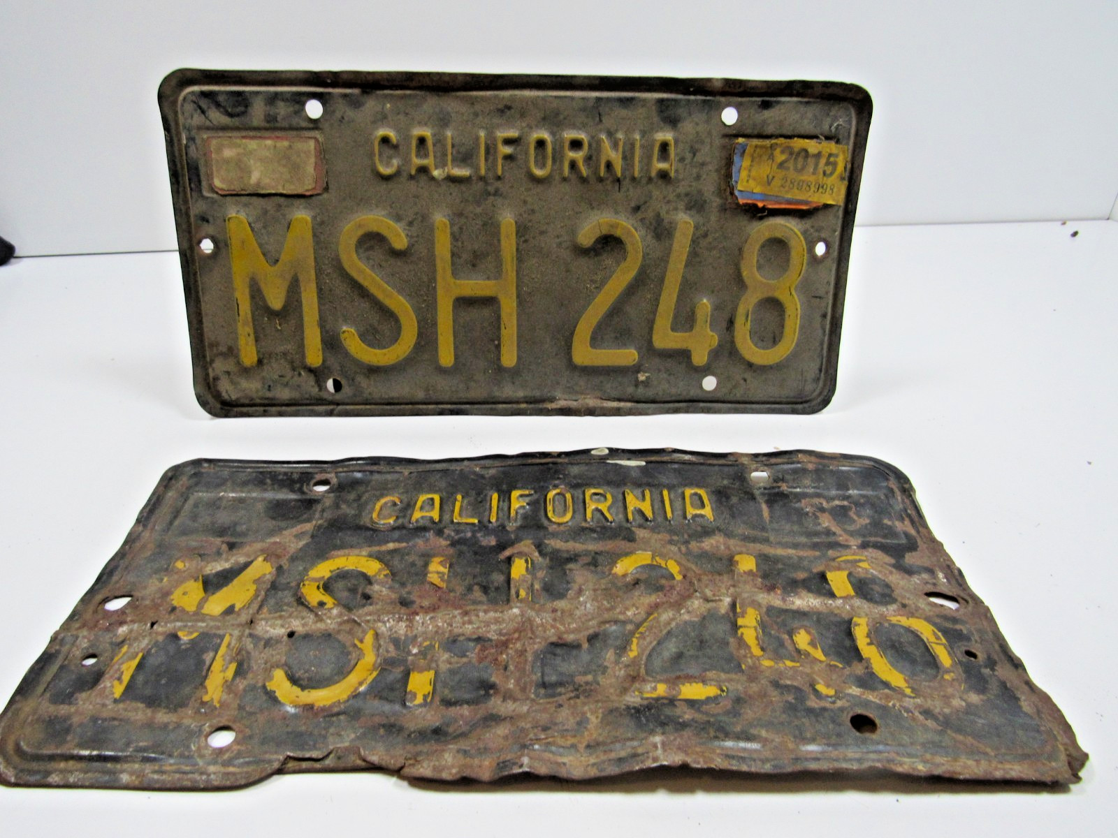 Vintage 1963 2015 Tag Black and Yellow California License Plates Pair  #FQA-12