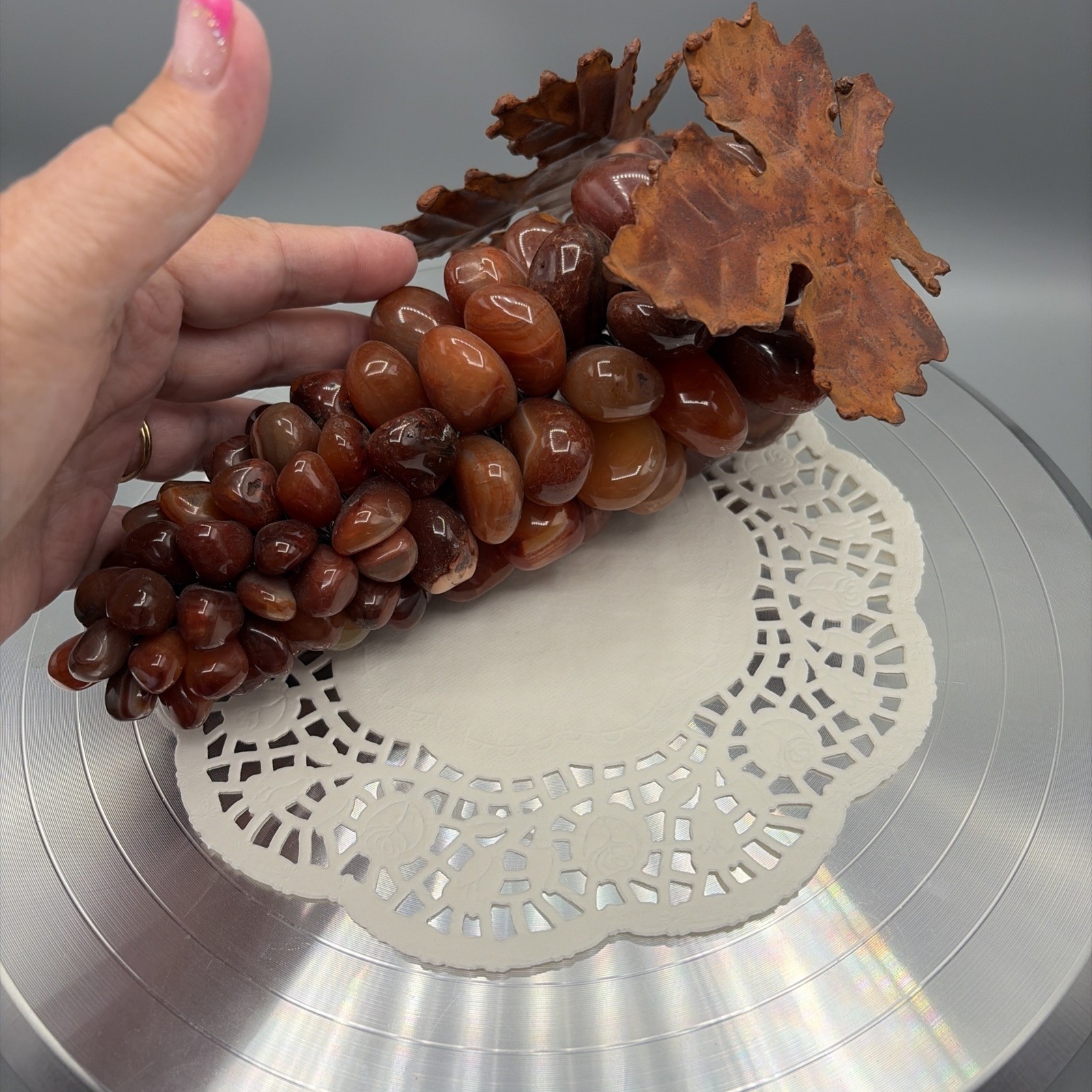 Vintage Large Polished Agate Stone Multi-red Grape Stone 8.5\