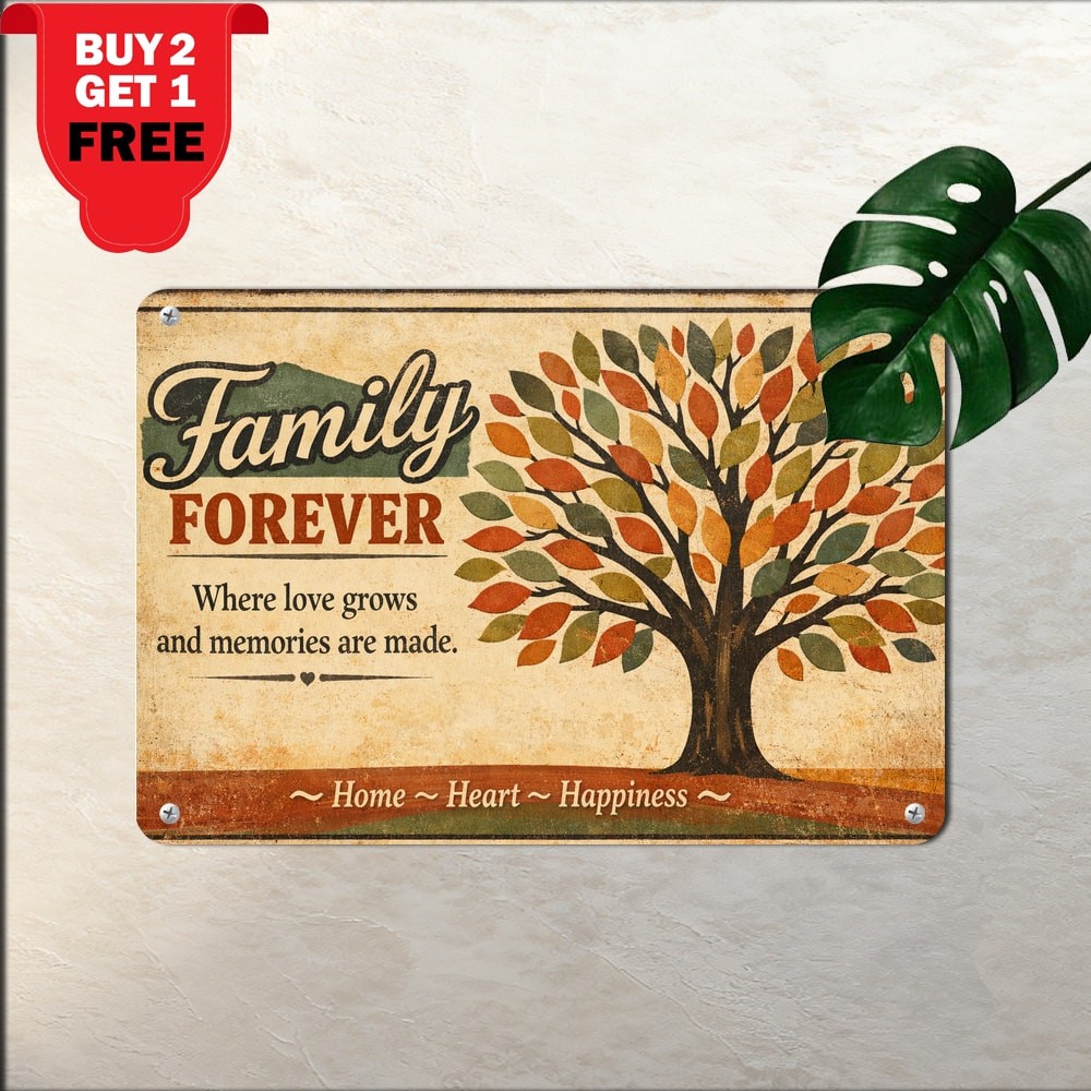 Ohana Family Slogan Quote Sign Metal Plaque Retro Living Room Wall Decor