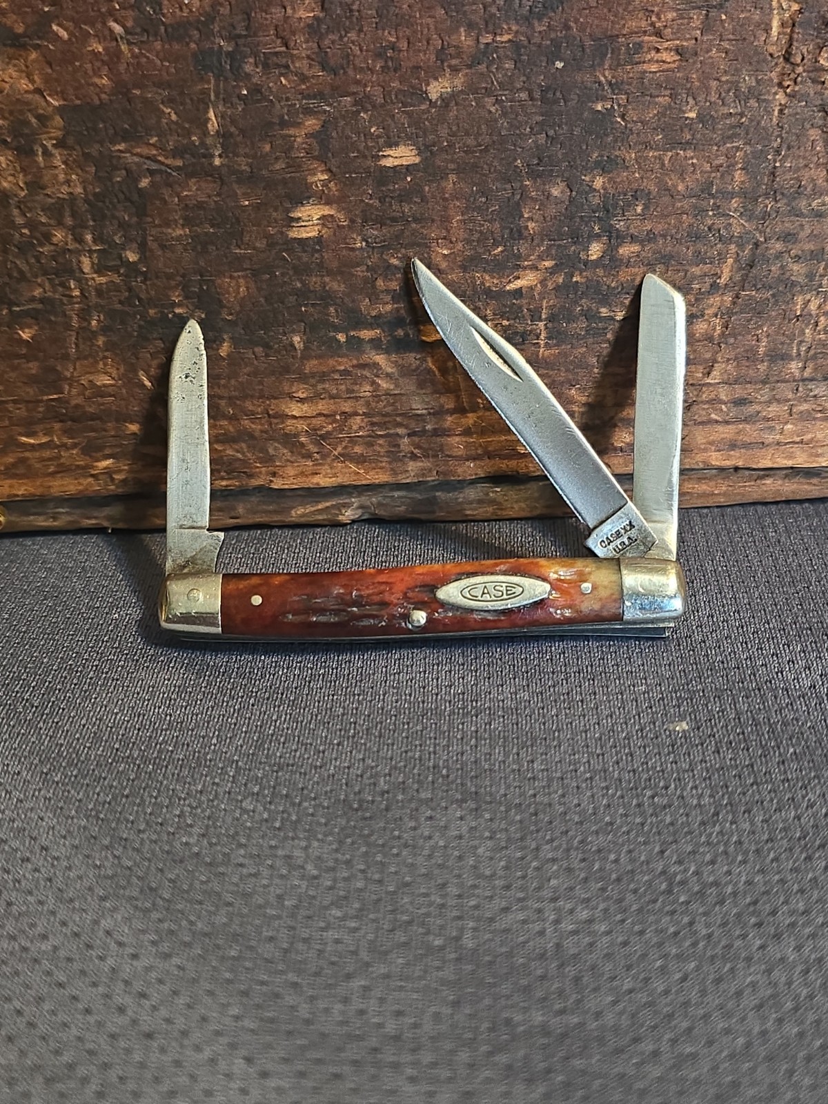 VINTAGE 1965-69 Case XX USA Red  Bone Stockman Pocket Knife 6333