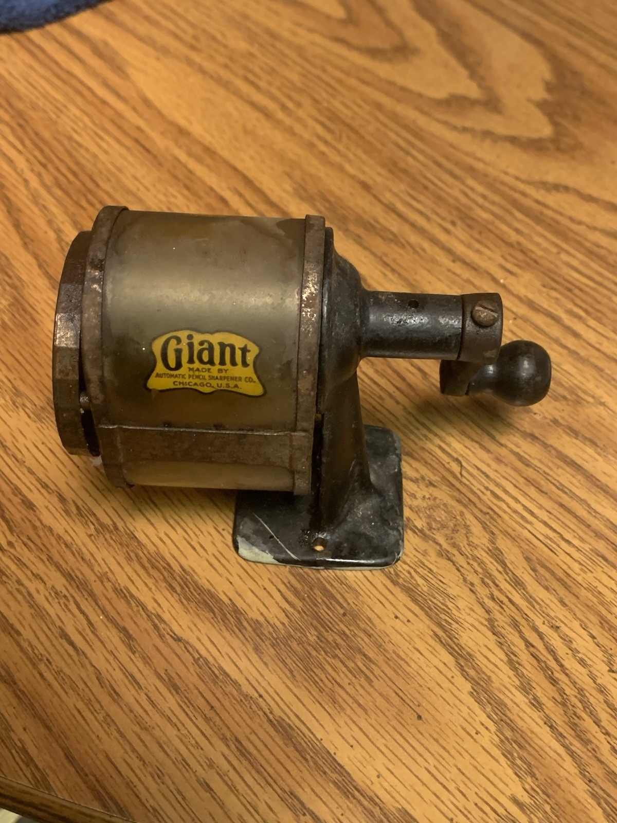 Vintage Antique APSCO School Hand Crank Pencil Sharpener Giant Chicago 1921 RARE