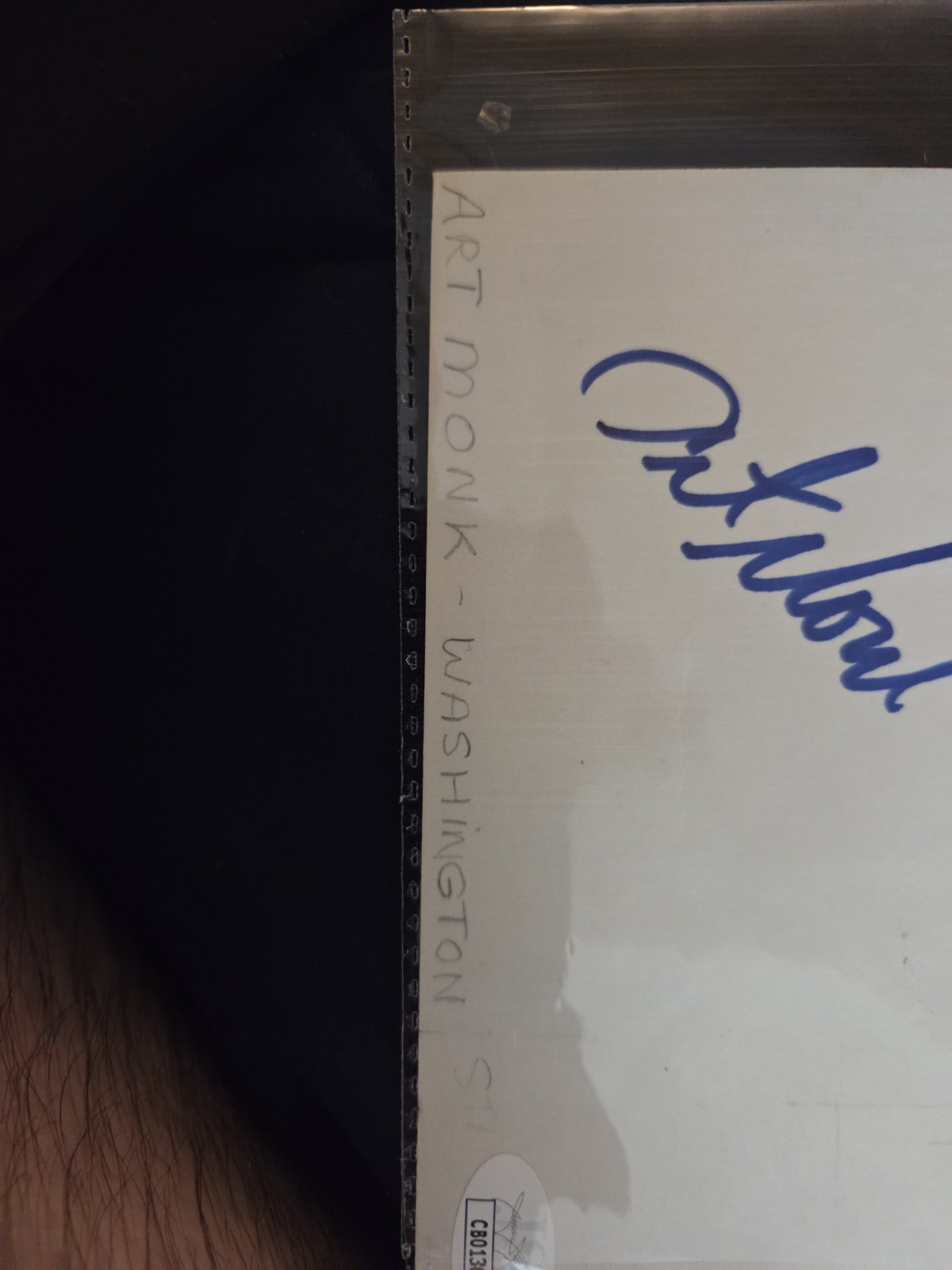 Art Monk Signed Index Card With COA 