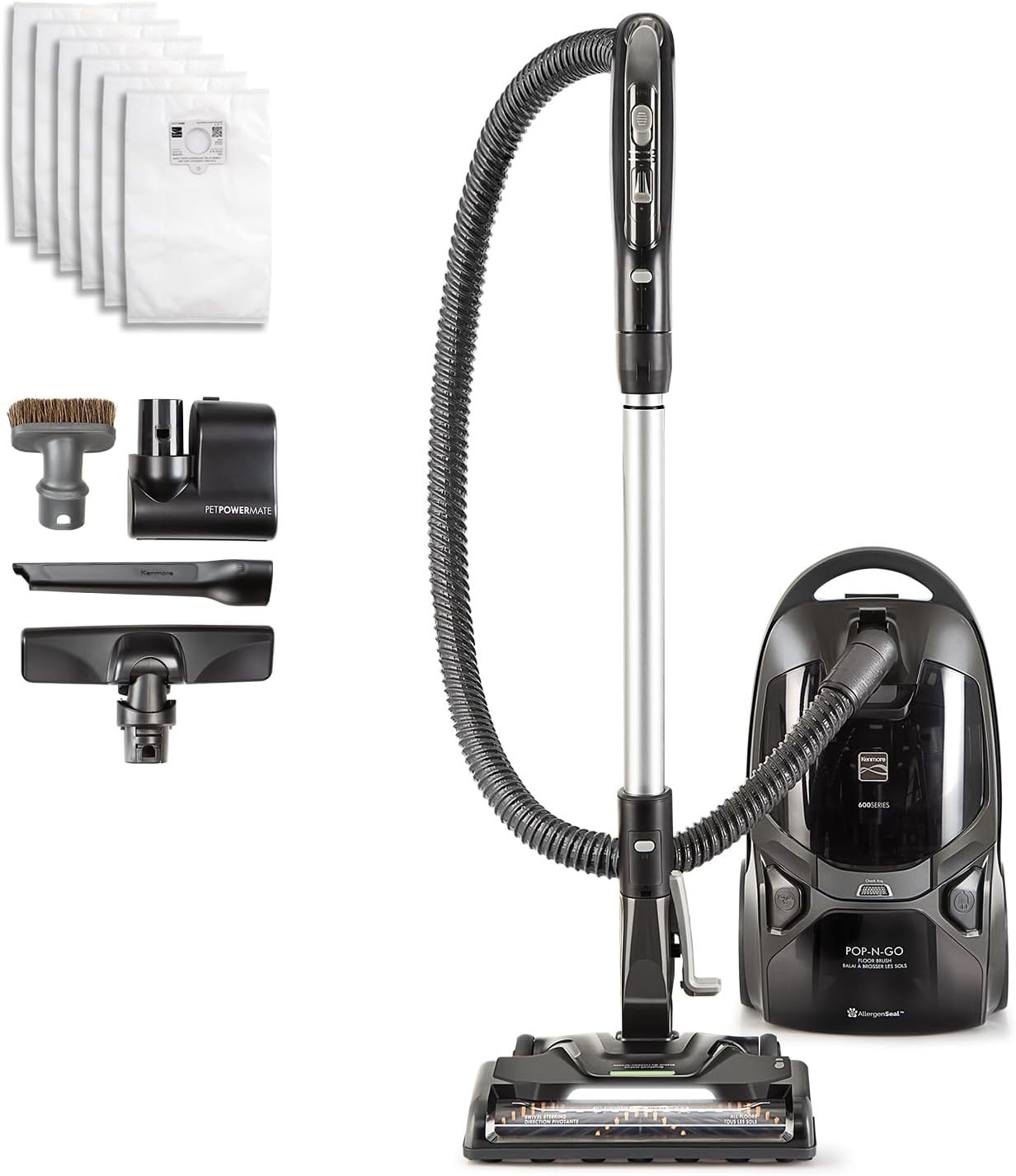 Kenmore 600 Series Bagged Canister Vacuum with Hair Eliminator Brushroll