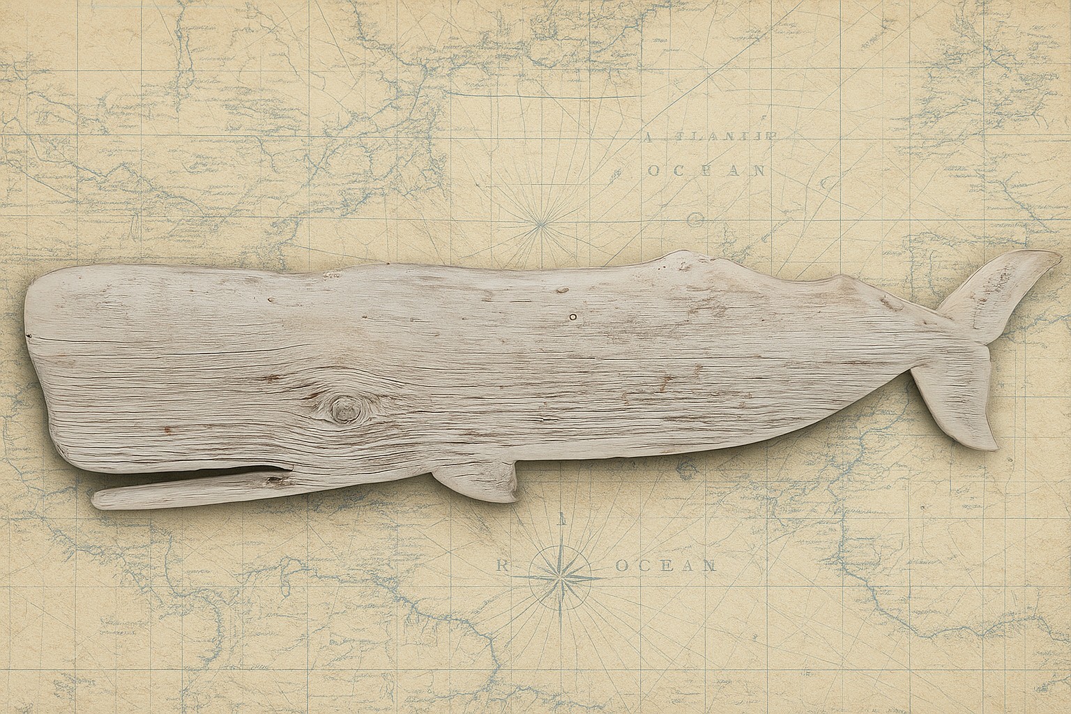 Hand Carved Whale (unframed,whale only) 43 in x 11 in