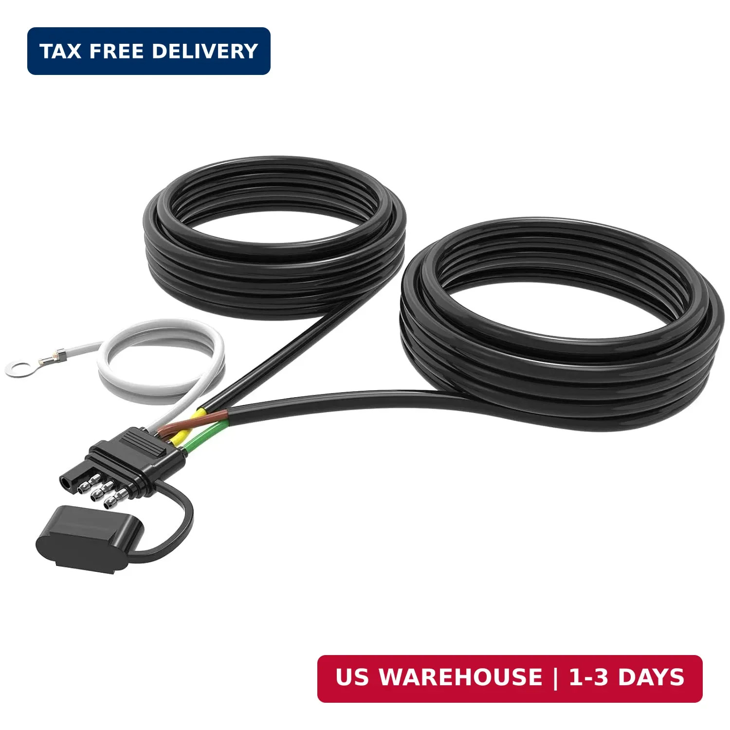 4 Pin 5 Wire Trailer Wiring Harness Kit, 22FT 16AWG Core with Jacketed Cable Tra