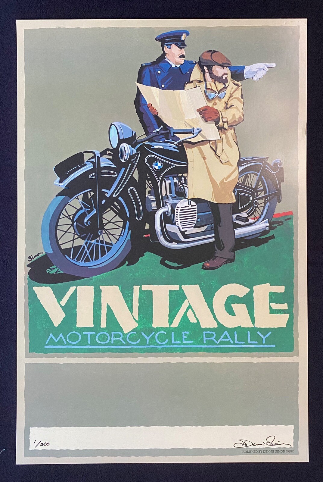 SIGNED Dennis Simon BWW R11 Vintage Motorcycle Rally Poster Ltd Ed 1/300