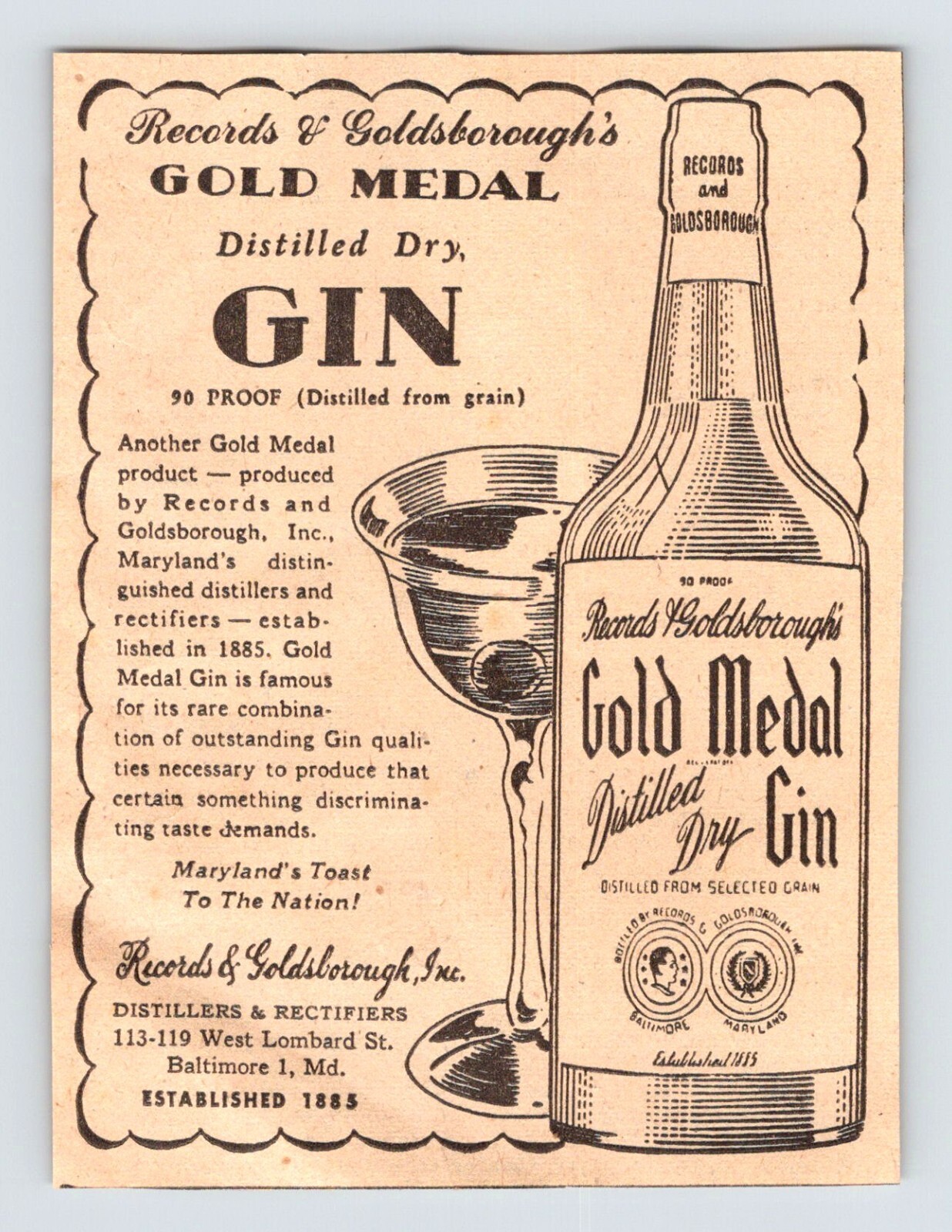 1946 GOLD MEDAL DISTILLED DRY GIN Vintage 4