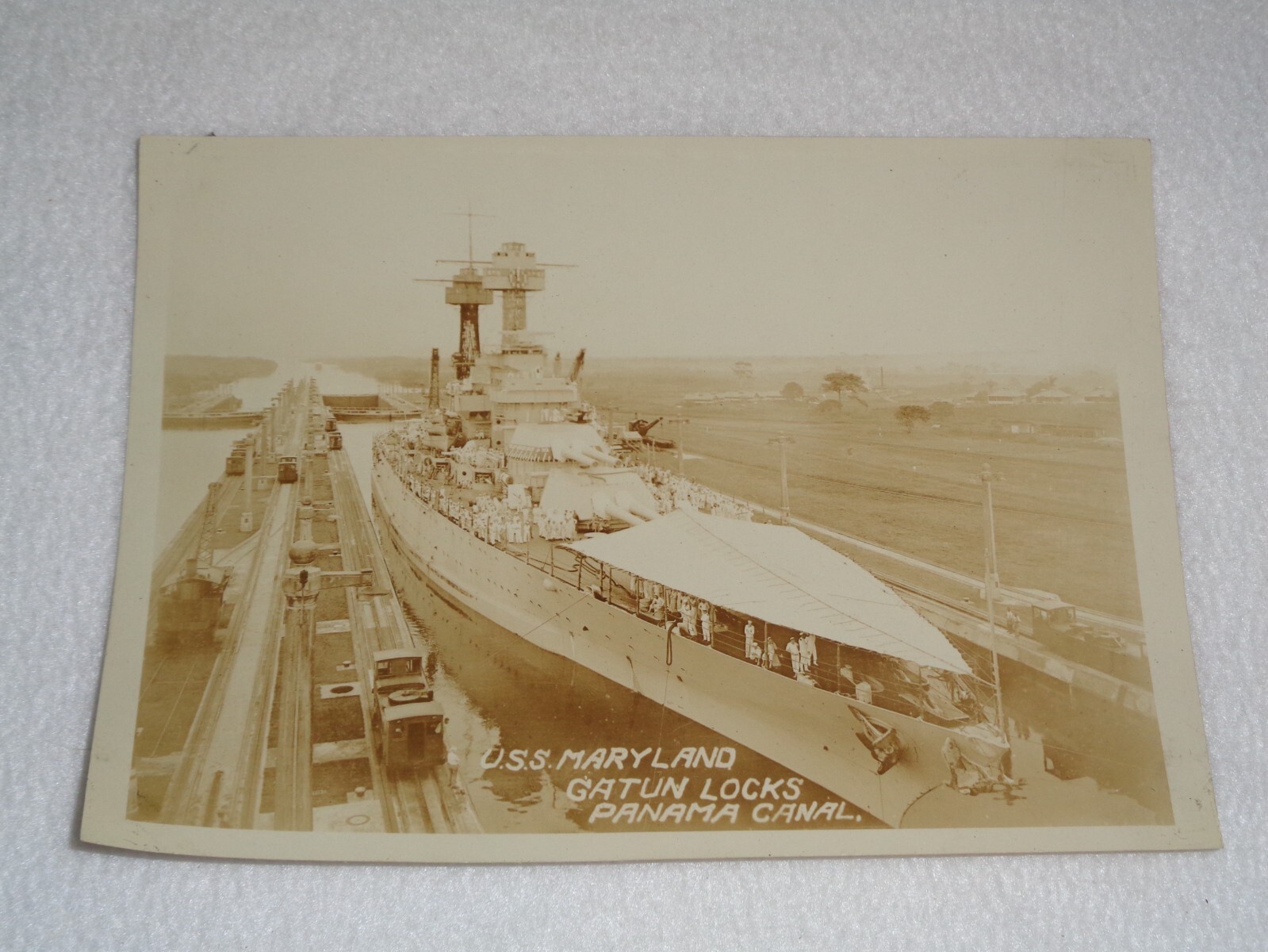 U.S.S. Maryland Navy Gatun Locks Panama Canal Original Photo Circa 1920s 1930s