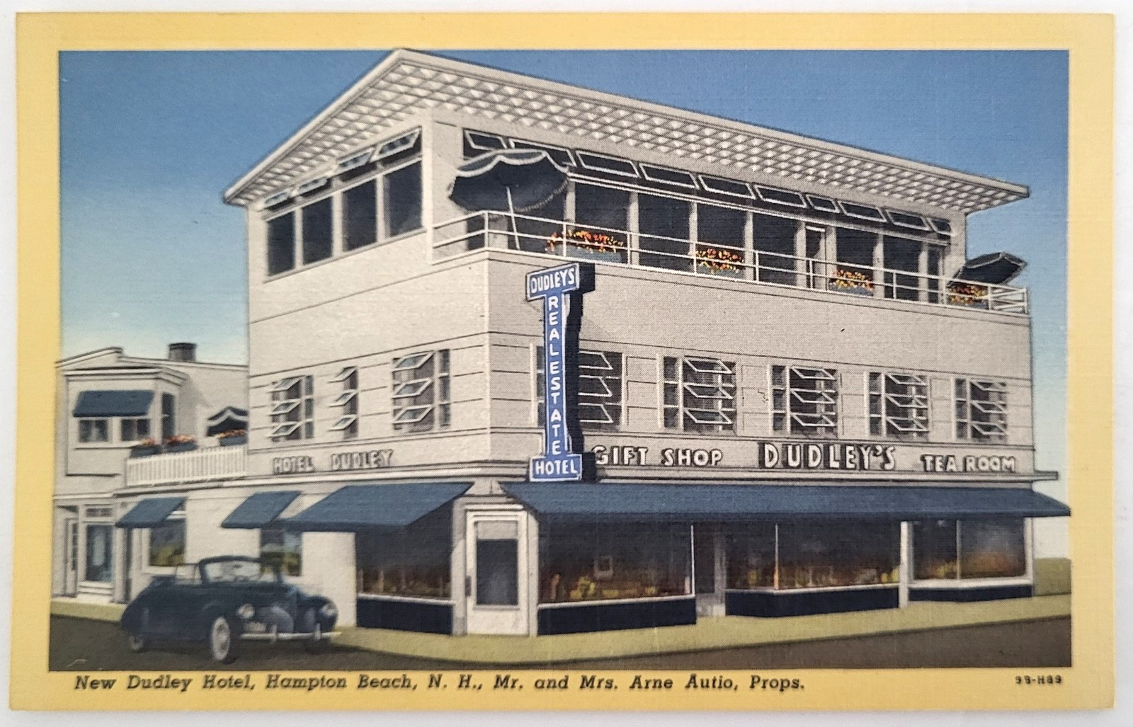 VTG 1949 HAMPTON BEACH NH PC Advertising NEW DUDLEY HOTEL Teich Archives MINT