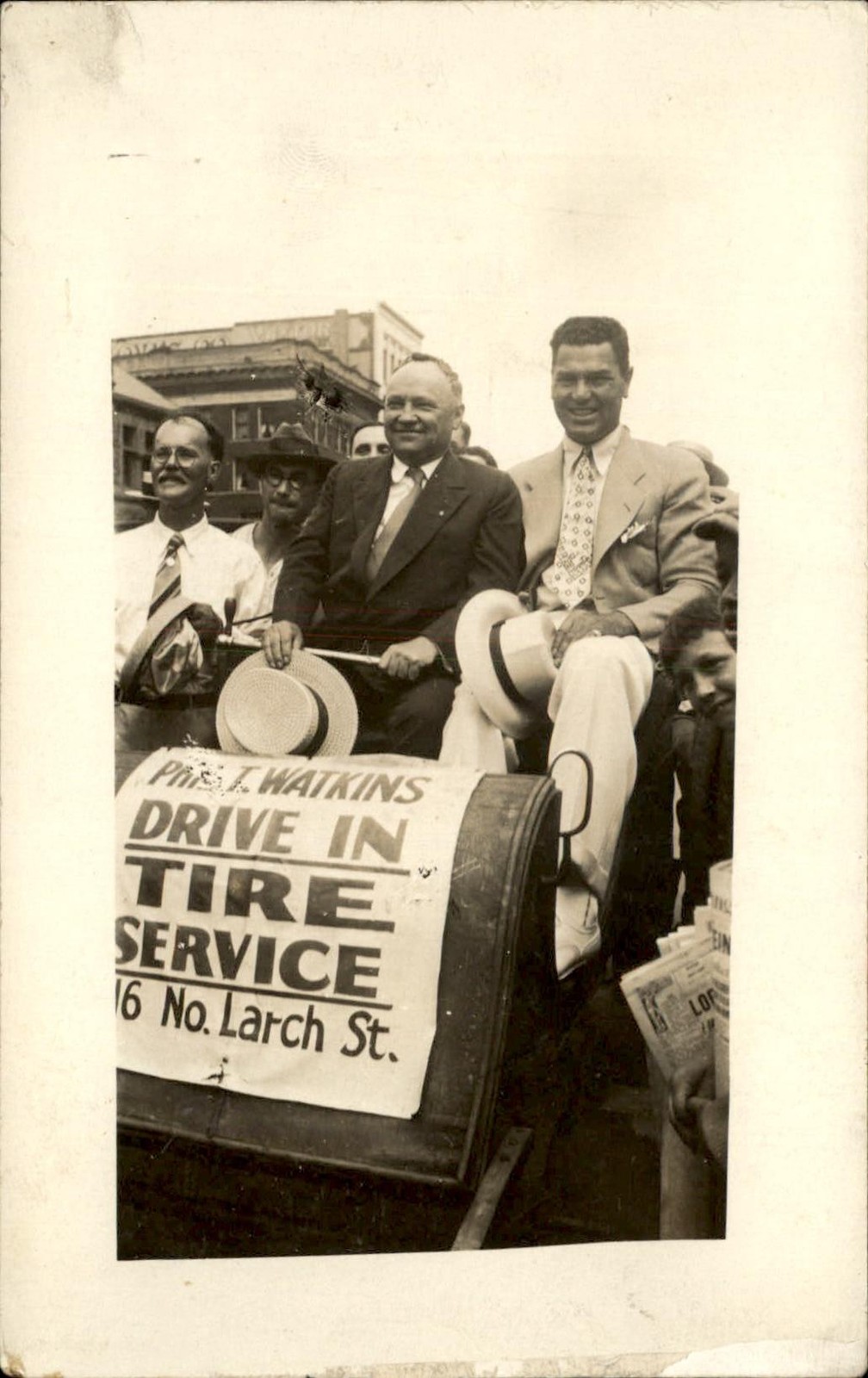 Lansing MI Jack Dempsey T. Watkins Drive In Tire Service Adv c1920s RPPC bhn