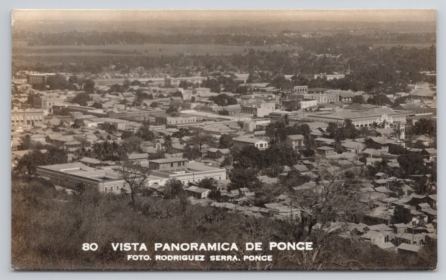 Ponce Puerto Rico Panoramic City View RPPC Photo Postcard c1920s Rodriguez Serra