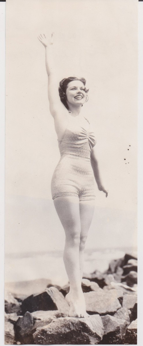 1937 Press Photo Miss America, Rose Veronica Coyle, Models a bathing suit