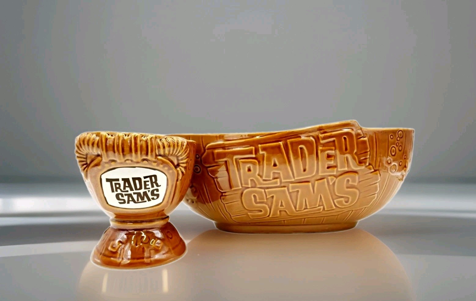 Disney Trader Sam's Ceramic Tiki Bowl & Mug Set, Brown Logo, 2-Piece 60ml