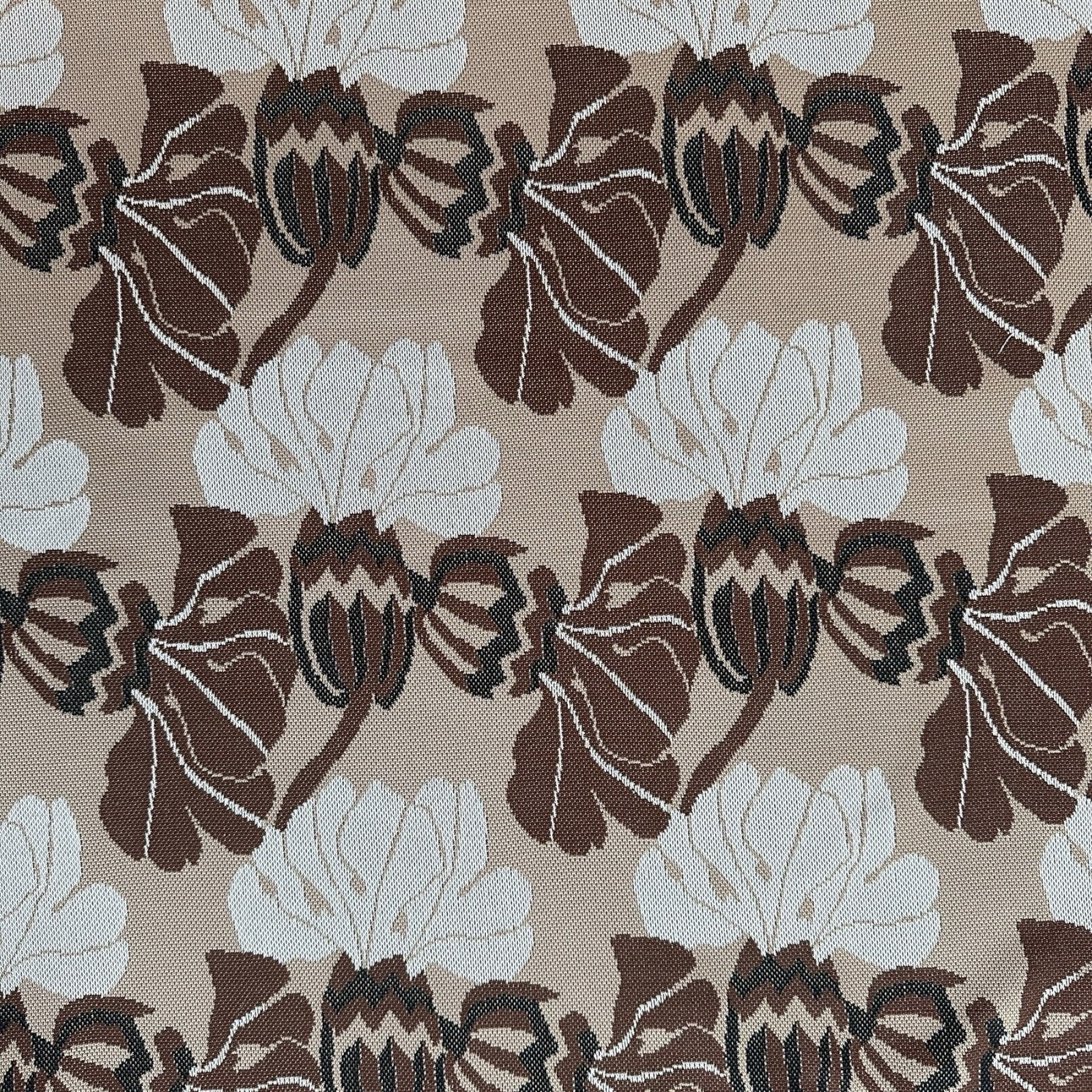 1970s Vtg Polyester Knit Fabric Floral Brown Black Retro Mod Groovy 80