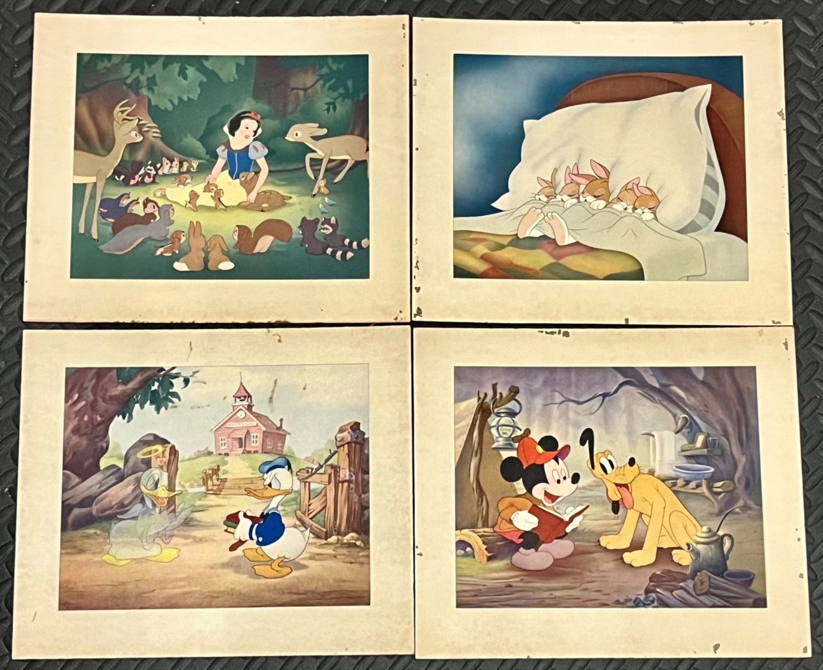 Vintage 1938  Disney Productions Lithographs Snow White Mickey Mouse Donald Duck