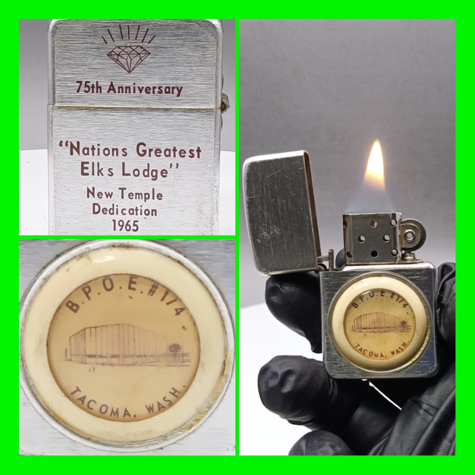 Rare Vintage B.P.O.E. #174 75th Nations Greatest Elks Lodge Lighter Working HTF 
