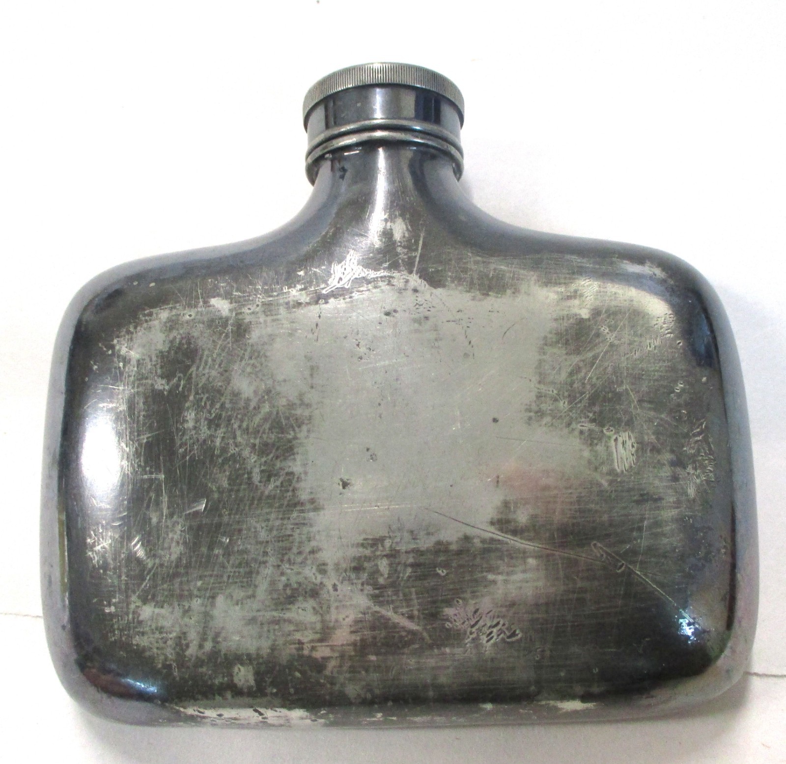 ANTIQUE 1920'S-1930'S PROHIBITION ERA SILVER PLATED METAL HIP FLASK